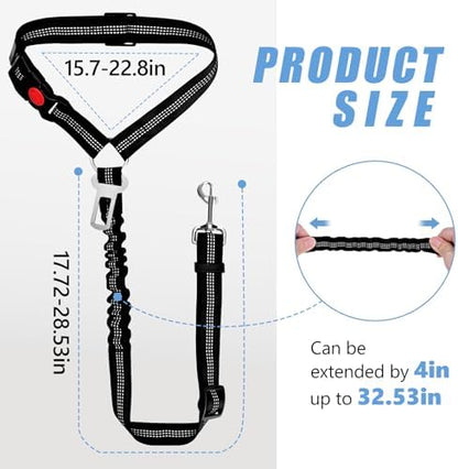 Headrest Dog Car Safety Seat Belt-Easy to Use, Dog Seat Belt with Military-Grade, Seatbelt Adjustable - Car Leash with Elastic Bungee & Reflective Safety Tether(Black) - Image 4