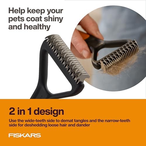 Fiskars Pet, Cat and Dog Brush, Fine Bristles & SoftGrip Handle for Gentle Grooming and Deshedding, Cat and Dog Supplies, Orange/Black - Image 3