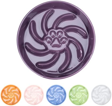 Ceramic Slow Feeder Dog Bowl, 3 Cup Dog Food or 25oz Water, Slow Eating Bowl for Middle Breed, Maze Puzzle Feeder for Fast Eaters, Anti-Choking Stop Bloat, Non-Slip BPA Free (Purple) by FancyLemon