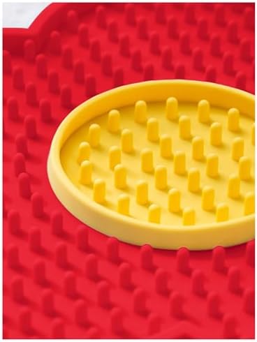 QWINEE Lick Mat for Dogs Cats Flower Shaped Pet Slow Feeder Dog Cat Puppy Bowl Lick Pad for Dog Fun Alternative to Slow Down Eat for Small Medium Large Dogs Red One-Size - Image 3