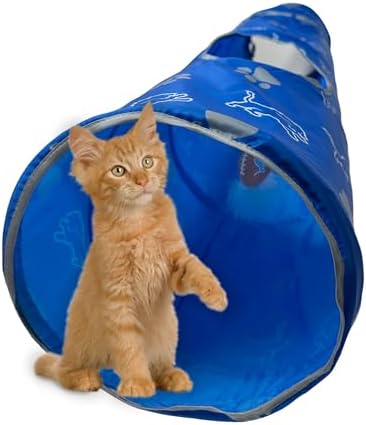 NFL Detroit Lions Cat Tunnel Tube Toy with Plush Football Catnip and Feathers Collapsible Tunnel for Cats to Play, Peek and Hide, Sporty & Fun Cat Tunnel Toy with Team Logo All-Over Design! - Image 3