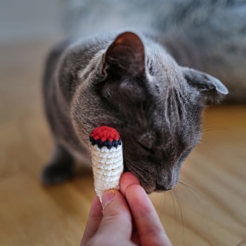 LIT LABS Catnip Doobies Toy Kittie J's Pre-Rolled Cone Form 3 inches Long - Handmade Crocheted - Entertain Your Cat with Hilarious Cartoon J's: Perfect Cat Gift, Comes in a 2-Pack - Image 6