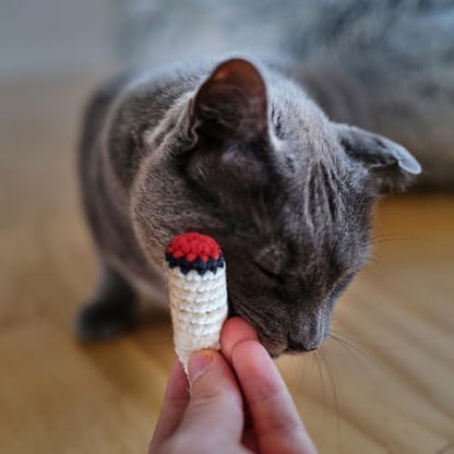 LIT LABS Catnip Doobies Toy Kittie J's Pre-Rolled Cone Form 3 inches Long - Handmade Crocheted - Entertain Your Cat with Hilarious Cartoon J's: Perfect Cat Gift, Comes in a 2-Pack - Image 6