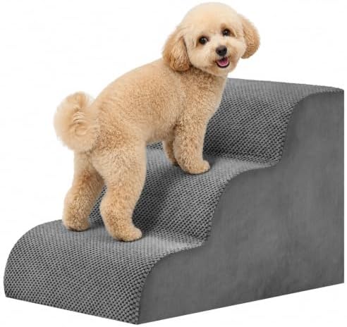 NEWBULIG 3-Step Dog Stairs, 15.7" H Dog Steps for Sofa and Chair, Grey by NEWBULIG