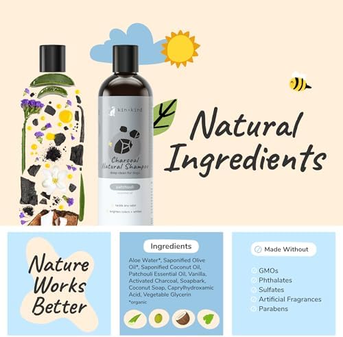 kin+kind Charcoal Natural Dog Shampoo - Deep Cleaning & Odor Control - Patchouli Fragrance - 12 fl oz - Image 5