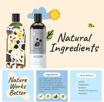 kin+kind Charcoal Natural Dog Shampoo - Deep Cleaning & Odor Control - Patchouli Fragrance - 12 fl oz - Image 5