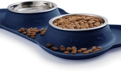Hubulk Pet Dog Bowls 2 Stainless Steel Dog Bowl with No Spill Non-Skid Silicone Mat + Pet Food Scoop Water and Food Feeder Bowls for Feeding Small Medium Large Dogs Cats Puppies (Small, Navy Blue) - Image 5