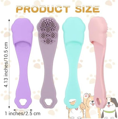 4 Pack Dog Finger Toothbrush Small Breed, Silicone Dog and Cat Finger Toothbrush Kit Food Grade, Easily Clean Teeth Dirt - Image 2