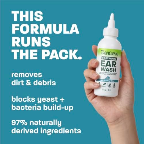 TropiClean Dog Ear Wash, Alcohol Free Ear Cleaning Solution, 4oz - Image 3