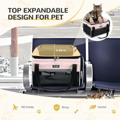 Lekereise Top-Expandable Pet Carrier 17x11x9.5 Inch Alaska Hawaiian Airline Approved Soft Sided Underseat with Locking Safety Zippers Anti-Scratch Mesh - Image 5