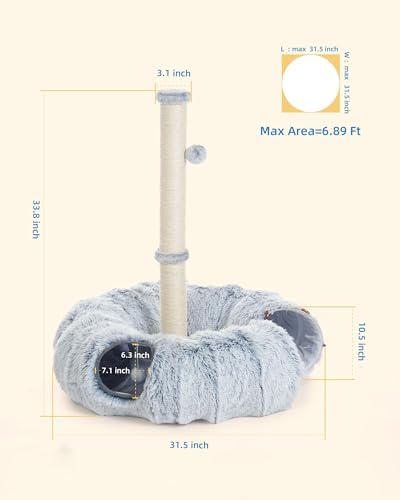 Aechonow 3-in-1 Cat Tunnel Bed, 34'' Cat Scratching Post for Indoor Cats - Image 6