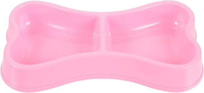 Garneck Pink Plastic Double Dog Bowls for Small Dogs - Durable Puppy Feeder with Water Bowl - for Meals and Hydration Ideal Small Animal Dish Pet Owners
