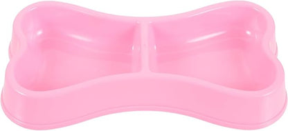 Garneck Pink Plastic Double Dog Bowls for Small Dogs - Durable Puppy Feeder with Water Bowl - for Meals and Hydration Ideal Small Animal Dish Pet Owners