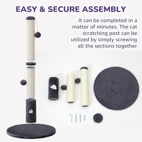 Woochpet Funny Cat Scratching Posts Sturdy Scratcher Posts 33'' Grey - Image 6