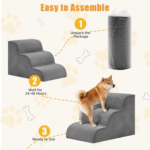 NEWBULIG 3-Step Dog Stairs, 15.7" H Dog Steps for Sofa and Chair - Image 5