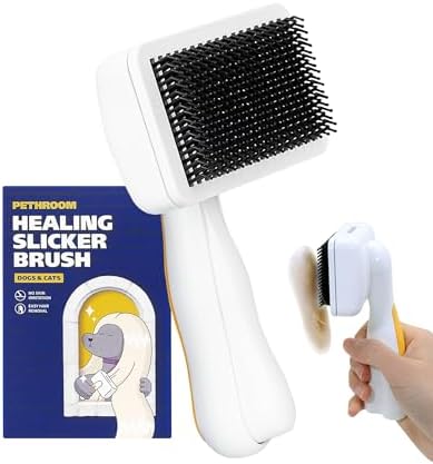 PETHROOM Self-Cleaning Slicker Brush for Dogs & Cats by PETHROOM