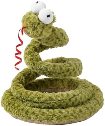 ZEZE Forest Snake Spring Interactive Cat Toy with Scratch Base, Bouncy Spiral Plush Teaser with Crinkle Sound & Ribbon, Self-Play Boredom Relief for Indoor Cats by zeze%7COnlythebestforyourlovingpet