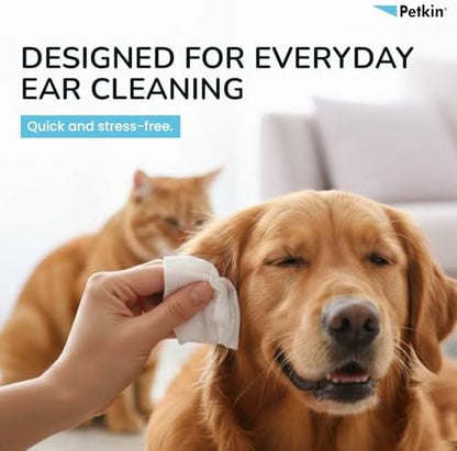 Petkin Jumbo Pet Ear Wipes, 80 Extra Moist Wipes - Soothing & Deodorizing Pet Ear Cleaner to Remove Dirt, Odor, & Wax - Safe, Convenient, & Easy to Use Pet Wipes for Dogs, Cats, Puppies & Kittens - Image 3