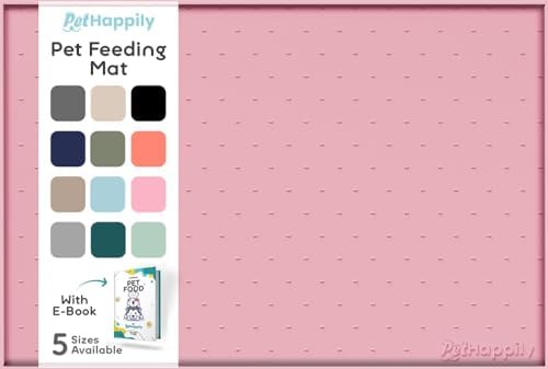 Dog Food Mat - 24x15 Raised Edges Dogs Mat for Food and Water Prevent Spill, Waterproof Cat Food Mats Protect Floors, Easy Clean Dog Bowl Mats for Food and Water, Silicone Pet Feeding Placemats Pink by PETHAPPILY