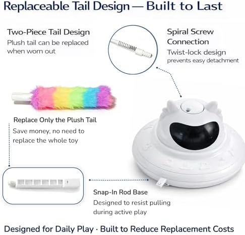 Interactive Cat Toy for Indoor Cats, Rechargeable 3-in-1 Hide and Seek Cat Toy with Spinning Butterfly & Plush Tail, Ultra-Quiet Touch Activated Self Play Cat Exercise Toy for Adult Cats & Kittens - Image 5
