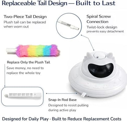Interactive Cat Toy for Indoor Cats, Rechargeable 3-in-1 Hide and Seek Cat Toy with Spinning Butterfly & Plush Tail, Ultra-Quiet Touch Activated Self Play Cat Exercise Toy for Adult Cats & Kittens - Image 5