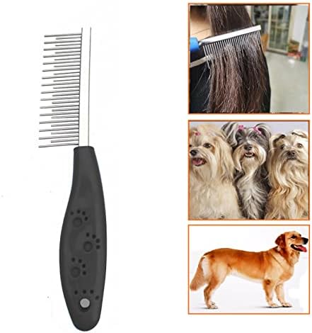 Dog or Cat Comb Grooming with Short and Long Teeth Dematting Knots Tangles Remover Combs Detangler Tool Suitable for Dogs Cats Poodle HorseStainless Steel Pin (Black) - Image 3