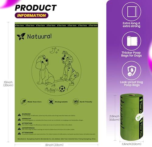 Dog Poop Bags-150 Counts with Leash Dispenser,10 Rolls,(Green) - Image 2