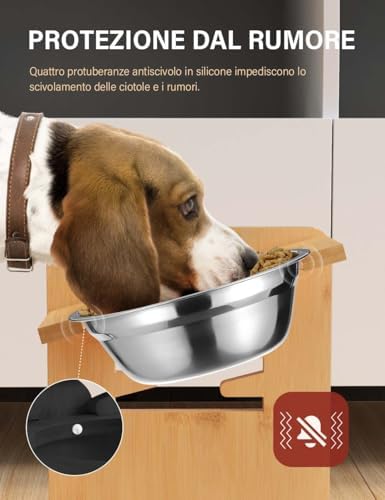 Vantic Elevated Dog Bowls with Mat, Adjustable Bowl Stand Small, Natural - Image 6