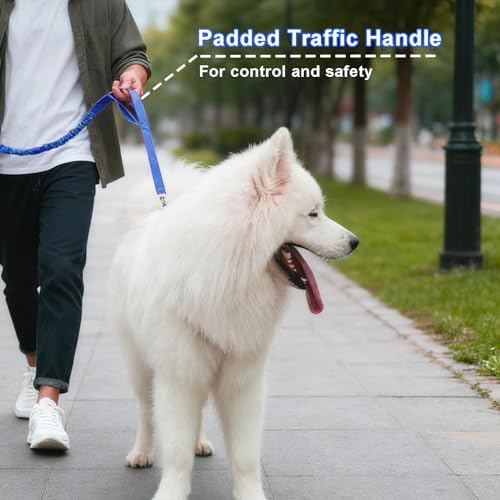 5FT Bungee Dog Leash with 2 Handles, Reflective Nylon Traffic Leash - Image 3