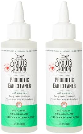 SKOUT'S HONOR Probiotic Cat Ear Cleaner, 4 oz, 2-Pack by SKOUTSHONOR