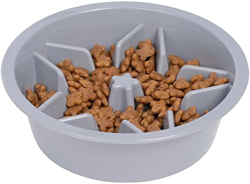 Leash Boss Slow Feeder Dog Bowls (1.5 Cup) Puzzle Dog Food Bowl with Feeder Holes, Fits into Elevated Pet Feeders, Slow Eating for Large, Medium & Small Sized Breeds - Gray by LeashBoss