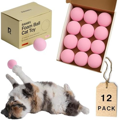 Rawry Foam Ball Cat Toy for Indoor Cats & Kittens,12 Pack, Pink by RawryPets