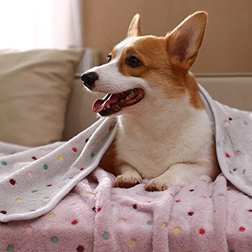 Luciphia 1 Pack 3 Blankets Super Soft Cute Dot Pattern Pet Blanket Flannel Throw for Dog Puppy Cat Medium(30x20), Brown - Image 6