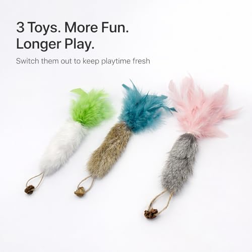 3 Pack Rabbit Fur Catnip Toys with Feathers – Interactive Carrot Cat Toys with Galls Fruit for Indoor Cats and Kittens - Image 6