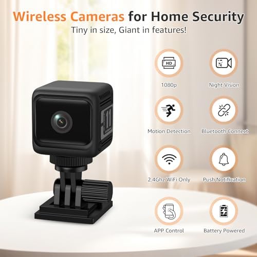 2026 Upgrade Small Security Camera 2.4G WiFi Only Wireless Camera 1080P Mini Nanny Cam for Baby Pet Auto Night Vision 1600mAh Battery Indoor Cameras Motion Detection for Home Security - Image 2