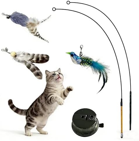 Interactive cat Feather Toy, Fishing Rod Feather Toy, Replaces Simulated Bird Feathers, Reinforced Suction Cup, Suitable for Indoor use. by Unknown