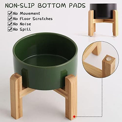 Petygooing 28 OZ Elevated/Raised Ceramic Dog Bowl for Small and Medium Breeds, Dog Food Water Dish with Stand,Pet Feeding Bowl Anti Slip Rubber for Small and Medium Dogs (3.6 Cups) Rust Green - Image 4