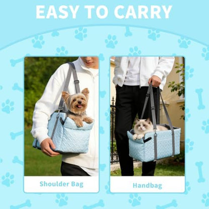 Center Console Dog Car Seat for Small Dogs Under 15 lbs, Blue - Image 7