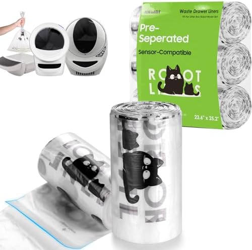 150 Pack Cat Litter Box Robot Model 5/4/3 Waste Bags, Automatic Litter Box Liners Bags,Transparent, Pre-Separated, Tear Resistant, Sensor-compatible, 9-11 Gallon Capacity by Unknown