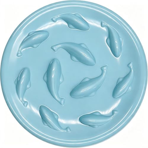 Slow Feeder Bowl for Cats and Small Dogs,Cilkus Fish Pool Design, Fun Interactive Bloat Stop Puzzle Feeder Bowl Healthy Eating Diet Made of Melamine Food Grade Material Dishwasher Safe (Blue) by Cilkus