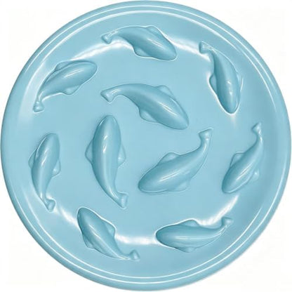 Slow Feeder Bowl for Cats and Small Dogs,Cilkus Fish Pool Design, Fun Interactive Bloat Stop Puzzle Feeder Bowl Healthy Eating Diet Made of Melamine Food Grade Material Dishwasher Safe (Blue) by Cilkus