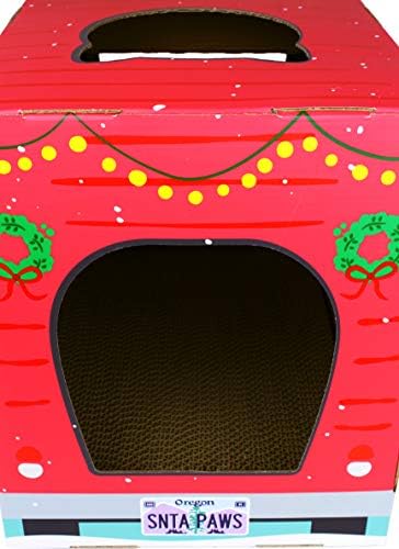 American Cat Club Christmas Cat House & Cat Scratcher w/Bonus Catnip Included - Image 3