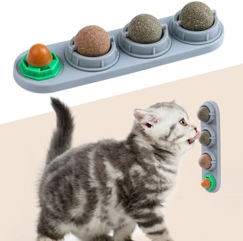 CCINEE Catnip Balls for Cats Wall Catnip Toys Edible Cat Toys for Cat Lick Safe Healthy Kitten Chew Toys Teeth Cleaning Dental Cat Toys(4 Flavor) by CCINEE
