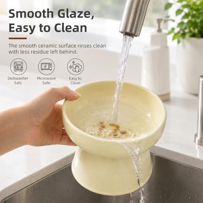 Casfuy Non-Skid Whisker-Friendly Elevated Ceramic Cat Food & Water Bowl - Image 7