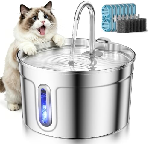 Stainless Steel Cat Water Fountain - 74oz/2.2L Ultra-Silent by LuvMypett