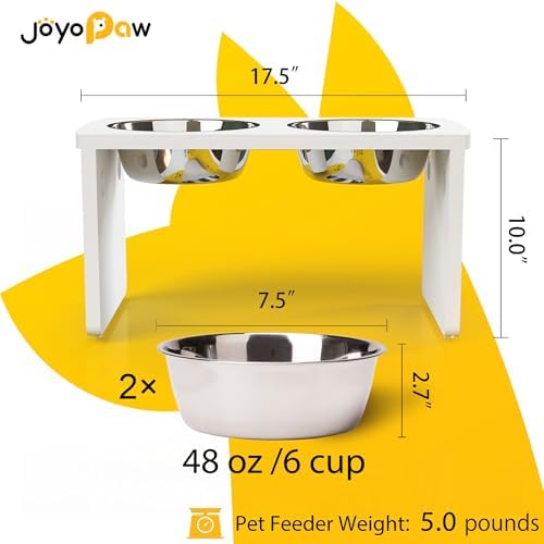 Elevated Dog Bowls, Waterproof Raised Dog Bowl for Medium & Large Dogs, HIPS Poly Lumber Stand with 2 Stainless Steel Bowls, Indoor & Outdoor Use (10'' Tall–48 oz Bowl, White) - Image 2