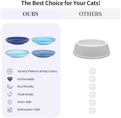 Selamica 6 Inch Ceramic Cat Bowls, Set of 4, Gradient Blue - Image 6