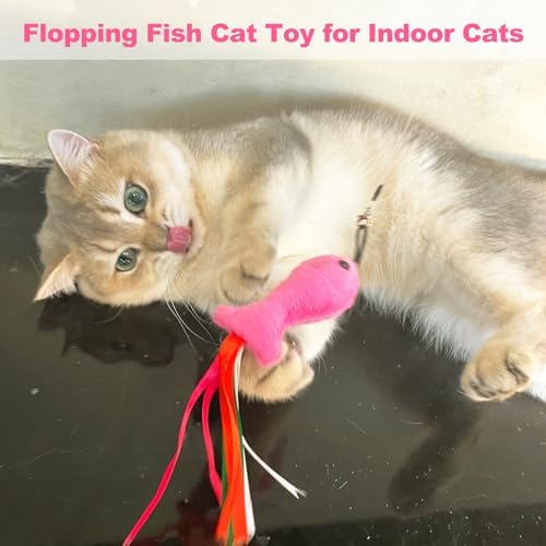 Catnip Toys, 5PCS Soft Plush Pink Fish Cat Toy Chew Kitten Toys - Image 6