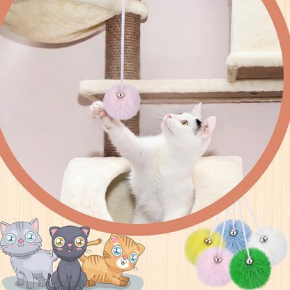 Simgoing Natural Rabbit Fur Cat Tree Ball Replacement Parts, Multicolor - Image 4