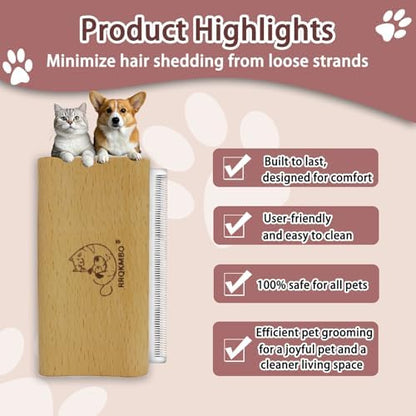 Premium Deshedding Dog Brush,Pet Deshedding Brush,Professional Cat Deshedding Brush for Grooming,Wooden Pet Grooming Combs for Short and Long Hair,Deshedder Shedding Tool. - Image 5